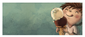 niño comiendo helado